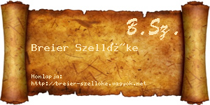Breier Szellőke névjegykártya